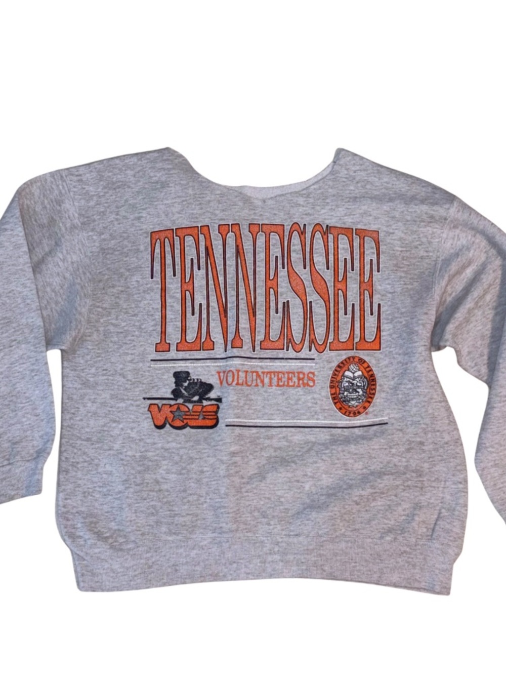 Vtg 90s Tennessee Volunteers Sweatshirt Womens XL Gray Vols Cut Neck Rifleman